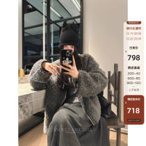 Qian Meixi 100 Australia wool full wool high extravagant leather grass jacket winter loose extremely simple blouses woman