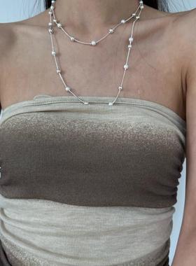 atmshop 简约金属珠串磨砂质感长项炼冷淡风多功能叠戴小众毛衣炼