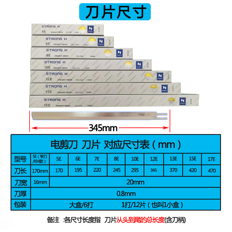 正品原装强信电剪刀片立式裁剪机进口锋钢刀片5寸10寸12寸15寸 - 图2