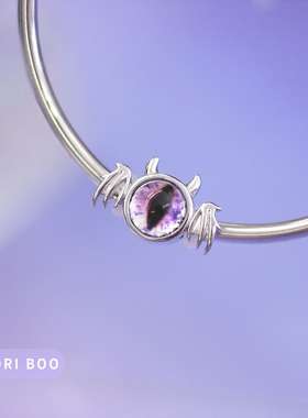 猫哩卟奇幻恶魔之眼925银串珠万圣节beads珠子节日礼物手链手镯