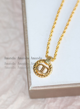 麻花纹圆圈字母锁骨链女