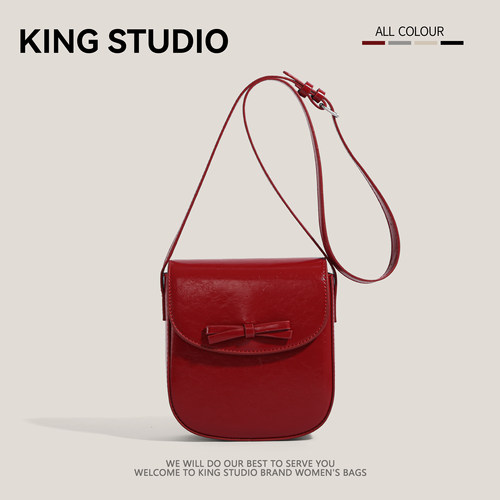 红色小包包女夏天2025新款潮韩国小众马鞍包高级感洋气百搭斜挎包 - 图0