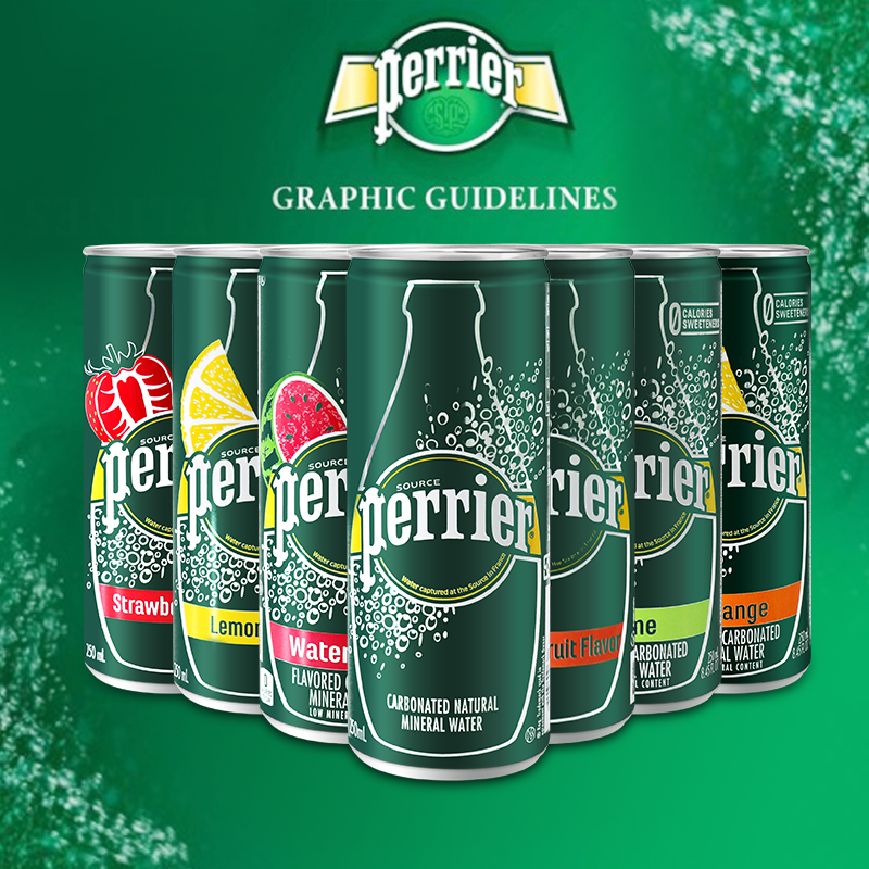 Perrier巴黎水法国进口原味青柠草莓味矿泉水气泡饮用水250ML*6罐 - 图0