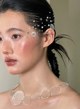 水舞 D1156新娘新款手工设计母贝壳气质仙女项链摄影造型颈链配饰