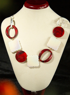 水舞D1208新娘新款红色夸张时尚个性装饰项链配饰小众毛衣链