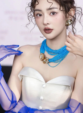 水舞N0195欧美蓝色网红时尚性感网纱手套写真女士造型百搭配饰