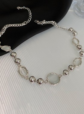 猫眼石月光系列项链女ins风小众甜酷网红个性高级设计感锁骨链女