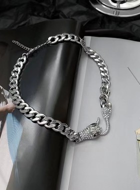 欧美风时尚简约个性镶钻小蛇项链ins风嘻哈潮酷锁骨链女小众项饰
