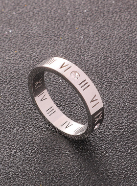 新款日韩潮流时尚学生小清新钛钢戒指女士不掉色罗马数字指环