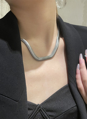 高品质2021新款钛钢加宽加粗柔软蛇骨链女项链ins欧美锁骨链颈链