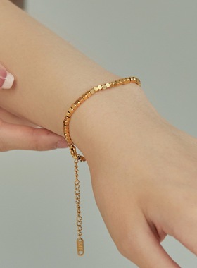 高品质！不掉色镀18K金碎银子手链女小众高级轻奢2023年新款设计