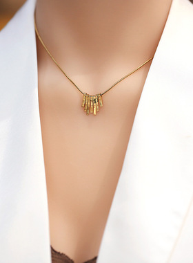 简约扇形项链ins冷淡风锁骨链颈链短款气质网红欧美个性流苏吊坠