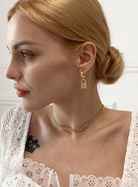 欧美大牌时尚个性轻奢小众2锁骨链金属女ins简约港风气质钛钢项链