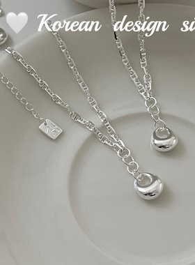 韩国小众高级感饰品 S925纯银 精巧银坨坨猪鼻子项链时髦百搭女款