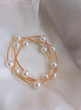 高级感多层交叉珍珠手链可作项链小清新迷人ins少女超仙气质手镯