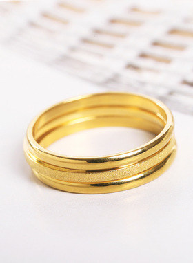 韩版三生三世磨砂小素圈戒指女时尚个性ins潮钛钢18k金食指环尾戒
