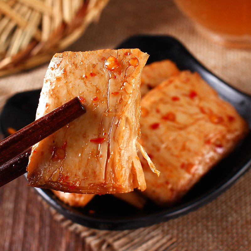 盐津铺子手撕豆筋烧烤香辣味素肉豆腐干即食解馋休闲小吃散装称重 - 图1