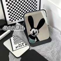 Small Mirror Makeup Mirror Desktop Desktop Female Carry-on Portable Folding Dresser Home Student Dorm Painting Makeup Office