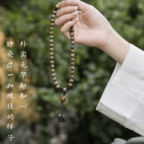 南京鸡鸣寺天然绿檀木双圈手串百香籽檀香木质手链礼物流通处正品 - 图2