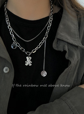 双层ins嘻哈风百搭毛衣链网红