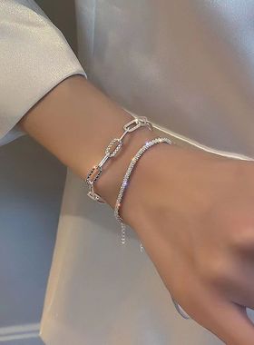 满天星银色素圈手链高级感时尚ins小众设计新款潮手环网红手饰女