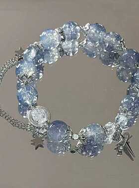 新中式蝴蝶串珠手链同款女款轻奢小众高级气质情侣手串闺蜜礼物潮