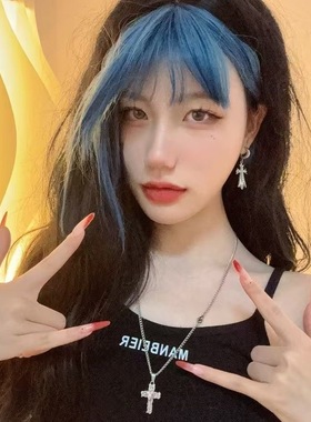 欧美个性镶钻滴油爱心十字架项链