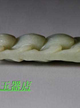 买一赠二 和田青白玉笔架寿桃 和田玉把件 玉笔架 玉山 玉桃摆件