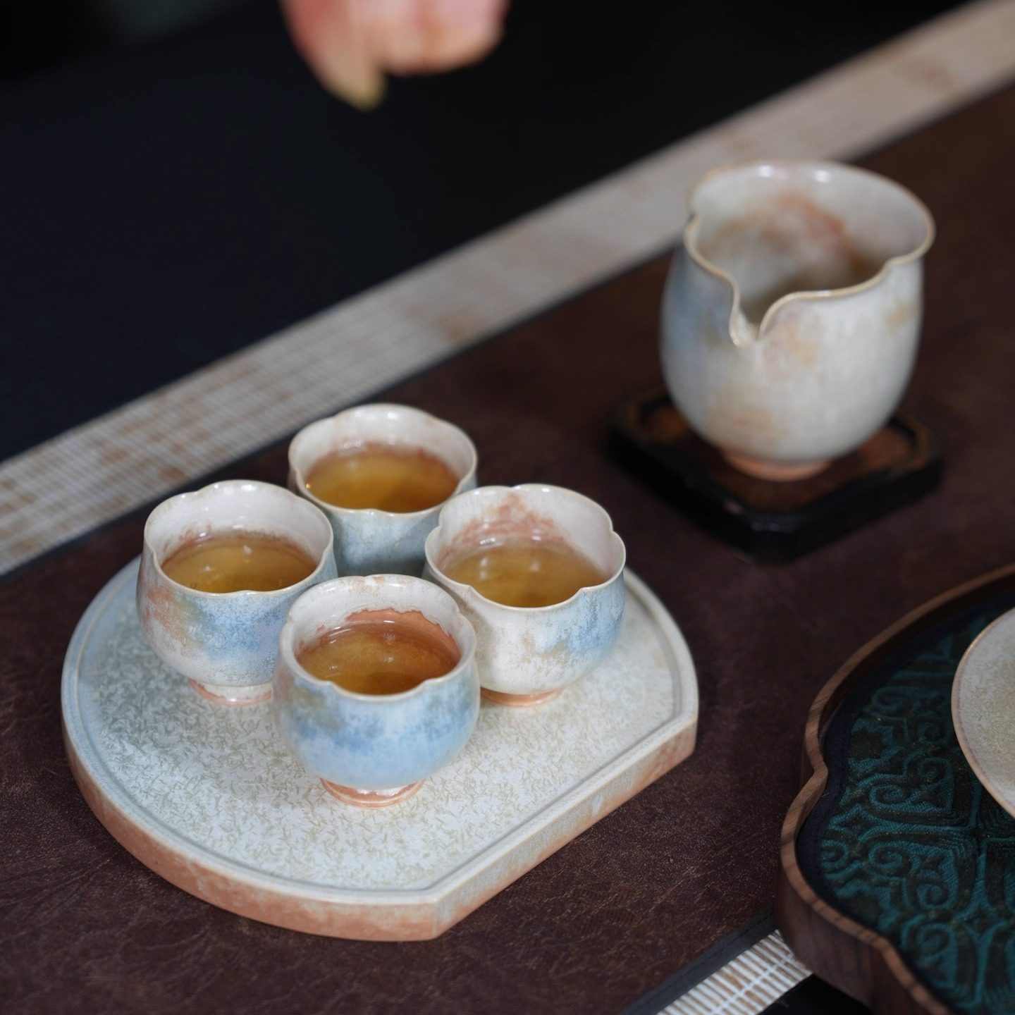 景德镇纯手工三才盖碗套组窑变结晶釉高颜值盖碗送人茶具礼物,淘宝优惠券,粉丝福利购,淘宝优惠卷