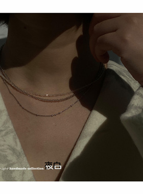 Lightnight夜白天然石纯银项链