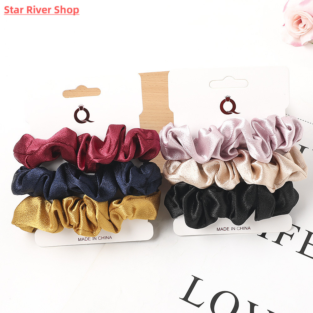 3/5/Pcs Silk Scrunchies Print Leopard Scrunchie Set Elastic - 图2