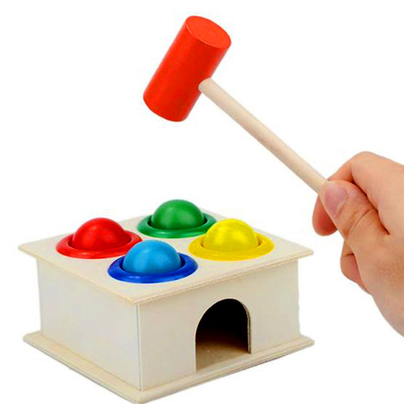 1Set Wooden Hammering Ball Hammer Box Children Fun Playing - 图1