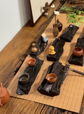 乌木阴沉木茶盘摆件装饰底座铁力原木