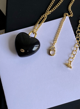 JENNIE同款黑色桃心流苏轻奢时髦链条项链颈链个性时尚百搭气质款