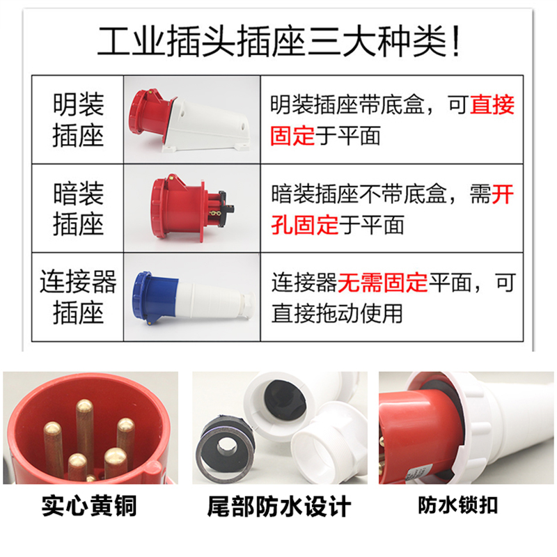 ip67工业插头63a工业防水插头60a插座大功率防爆电缆连接航空工业