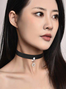 钛钢猫爪狗爪印皮质项圈