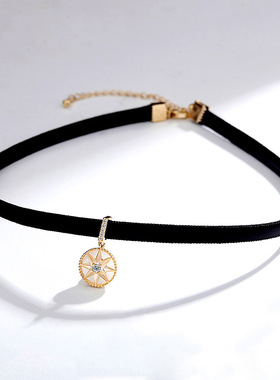 韩国choker罗盘项链女款
