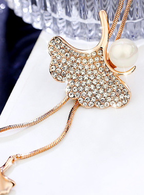 花朵长款时尚百搭挂件毛衣链