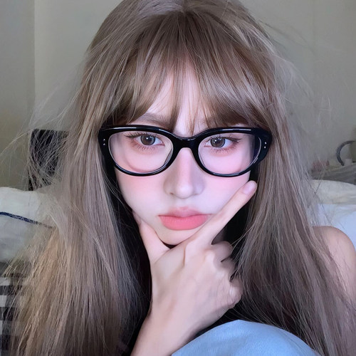 高级感猫眼黑框眼镜女近视可配度数大脸显瘦素颜神器防蓝光眼镜框 - 图2