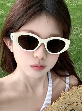 糖果镜白色复古猫眼海边墨镜女款
