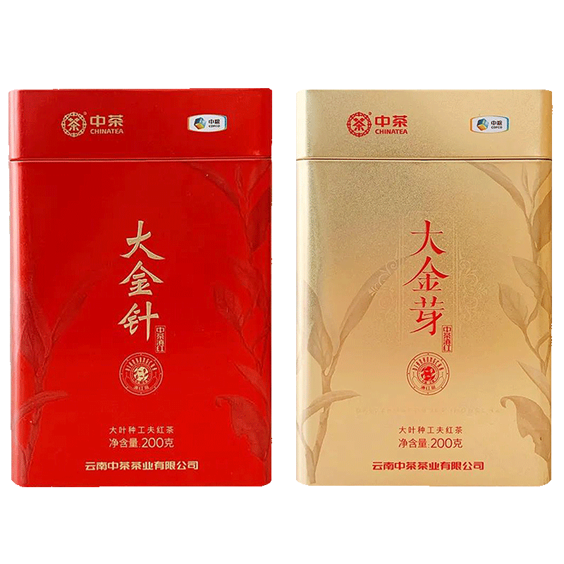 中茶红茶 云南滇红大金芽大金针 大叶种工夫红茶双罐组合200g*2 - 图3