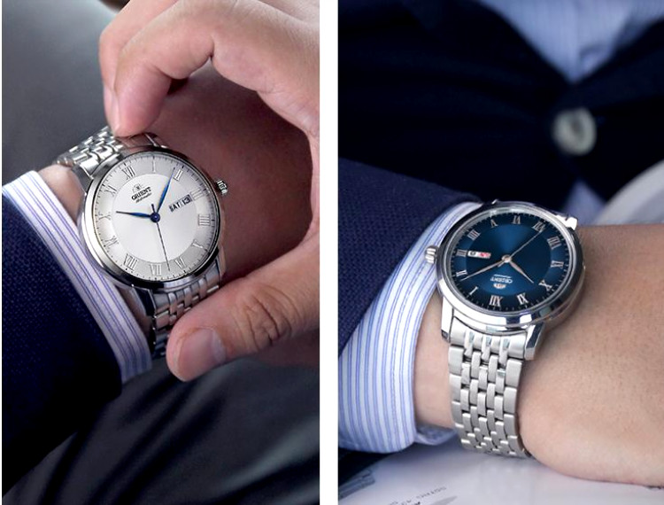 新品Orient/东方双狮男表 自动机械手表复古双日历钢带AAOA01S0BD - 图1