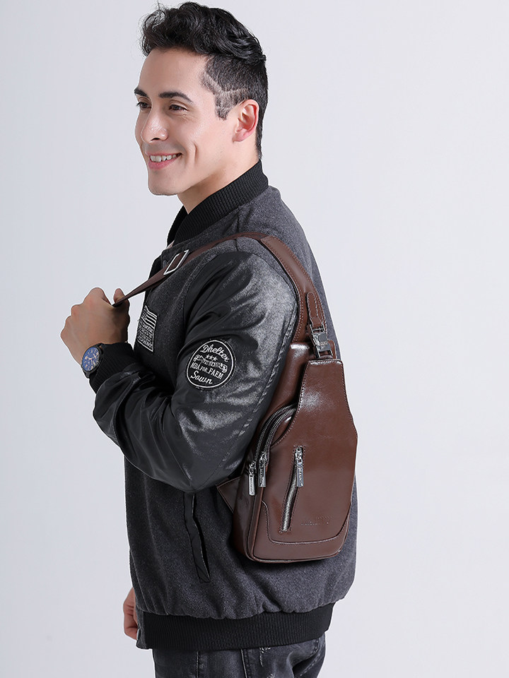 玛西奴男士胸包单肩包牛皮真皮包包 玛西奴男士包袋