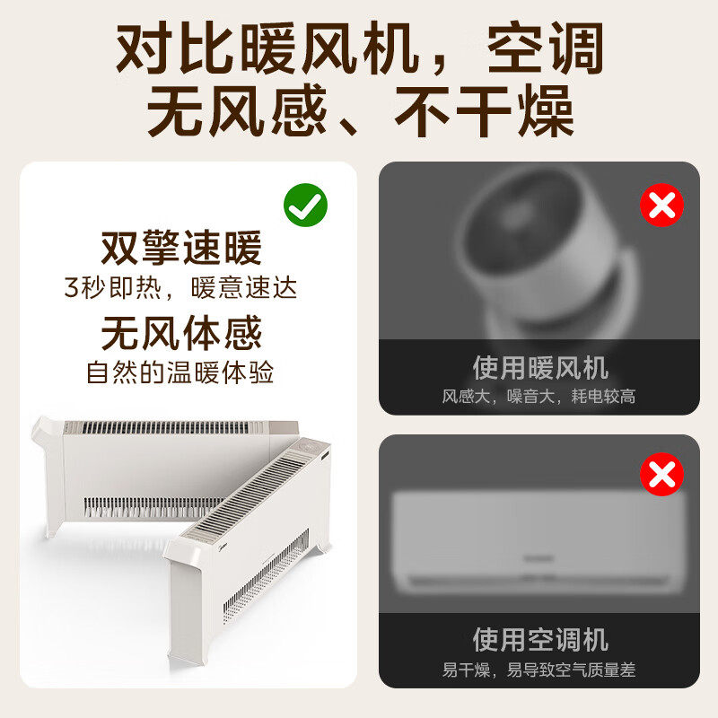 美的取暖器家用踢脚线电暖器全屋大面积加热器冬季电暖气HDU20VR,淘宝优惠券,粉丝福利购,淘宝优惠卷