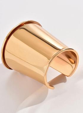 欧美饰品几何金属风光面开口夜店cos朋克简约夸张手镯女bracelet