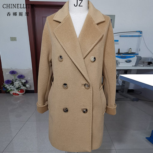 101801短款带里衬山羊绒高版本纯手工扣眼羊绒大衣女冬新 - 图1