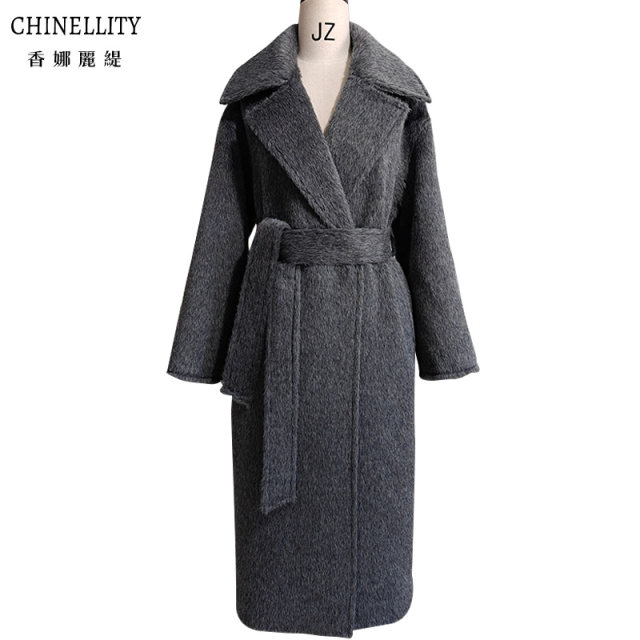 镇店秘鲁进口A级苏丽长毛羊驼皮草级长款大衣加厚保暖毛呢外套女