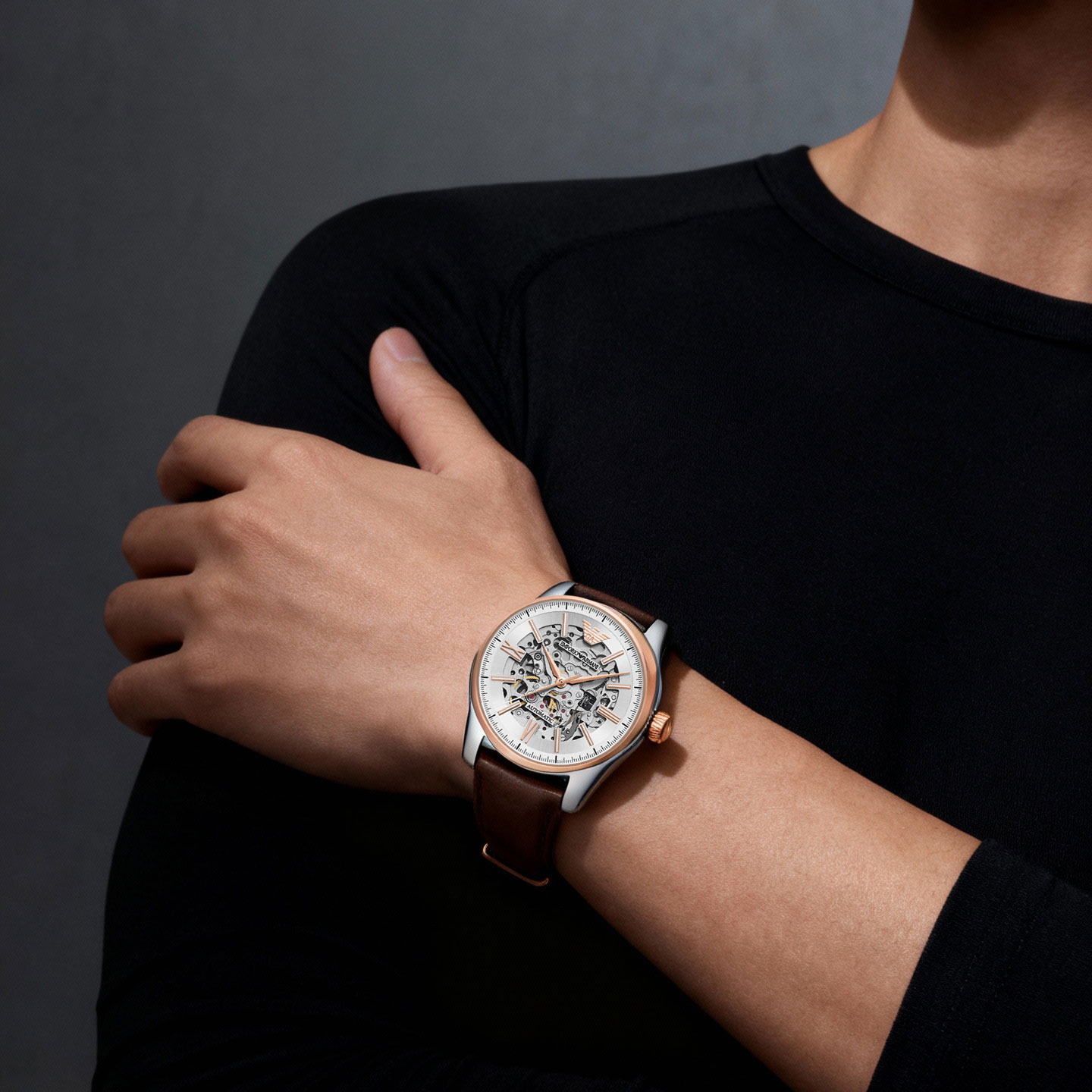 Armani fully automatic mechanical men's watch simple and elegant style