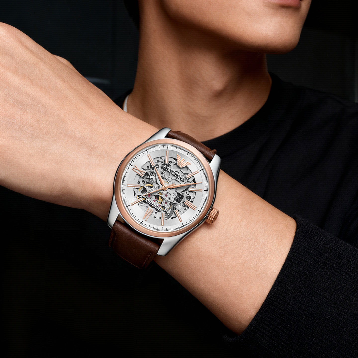 Armani fully automatic mechanical men's watch simple and elegant style