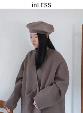 SCHA羊毛纯色贝雷帽女